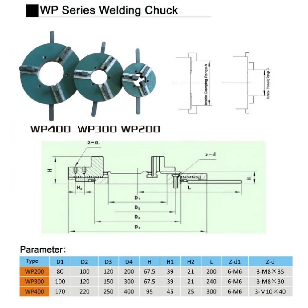 Заваръчен патронник, 3-челюстен, 200 мм - LKP200