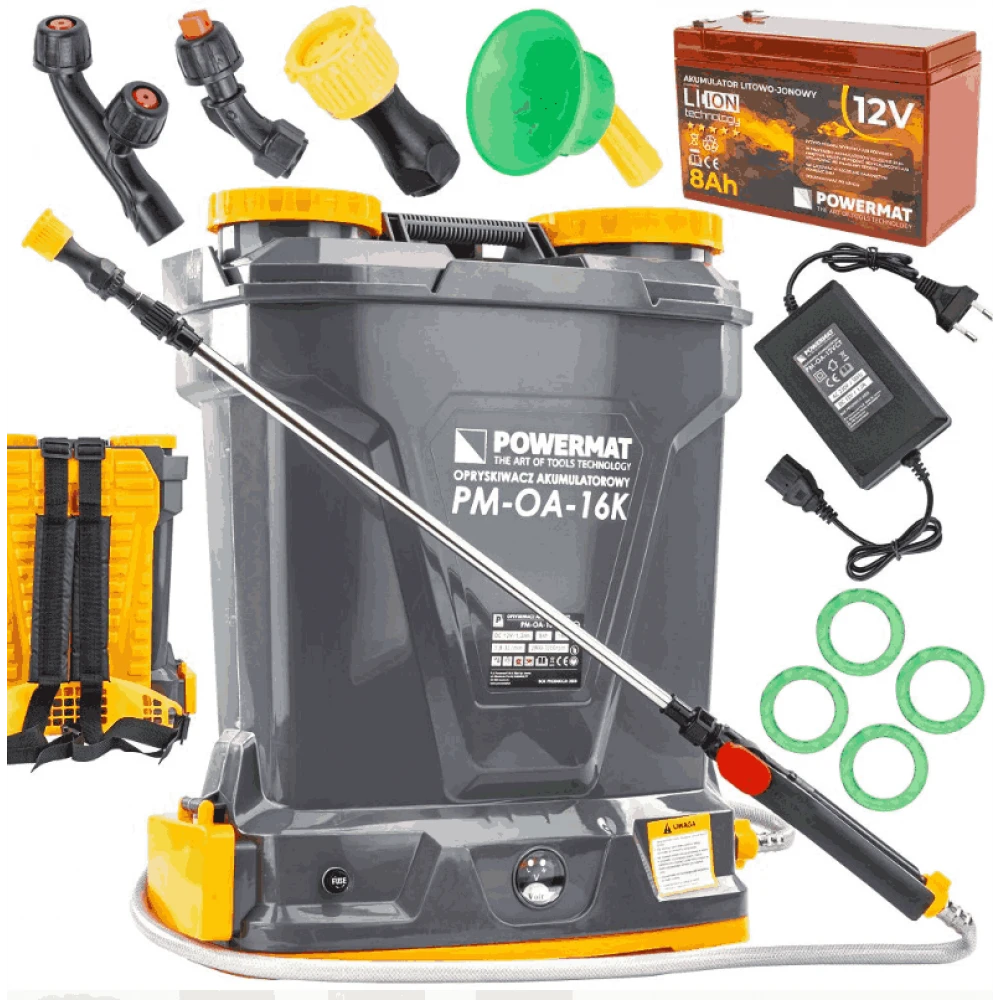 Акумулаторна пръскачка с батерия зарядно и аксесоари, 16л. - PM-OA-16K