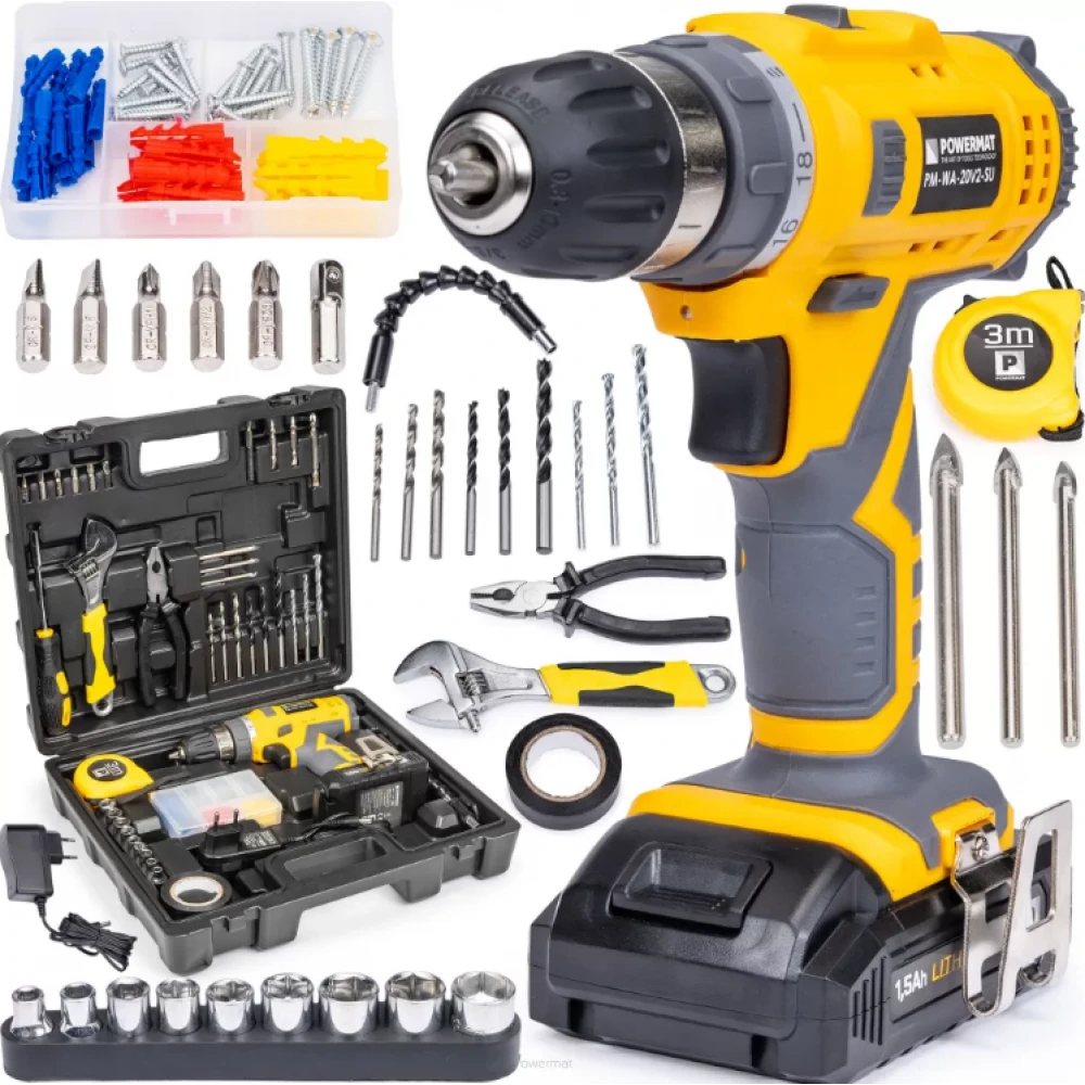 Комплект акумулаторна бормашина 100 части PM-WA-20V2-SU