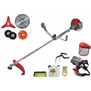 PROCRAFT 357GBC Професионален двутактов бензинов тример с два диска, две автоматични тримерни глави, корда, самар, 28мм Ø прът, 42,7 куб/см / 2.2 к.с. / 9000 об./мин.