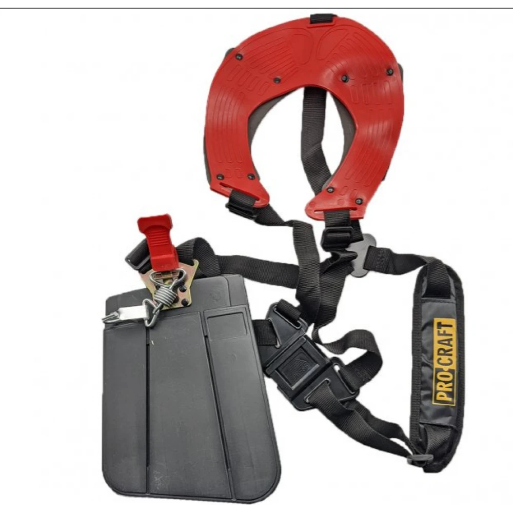 PROCRAFT 357GBC Професионален двутактов бензинов тример с два диска, две автоматични тримерни глави, корда, самар, 28мм Ø прът, 42,7 куб/см / 2.2 к.с. / 9000 об./мин.