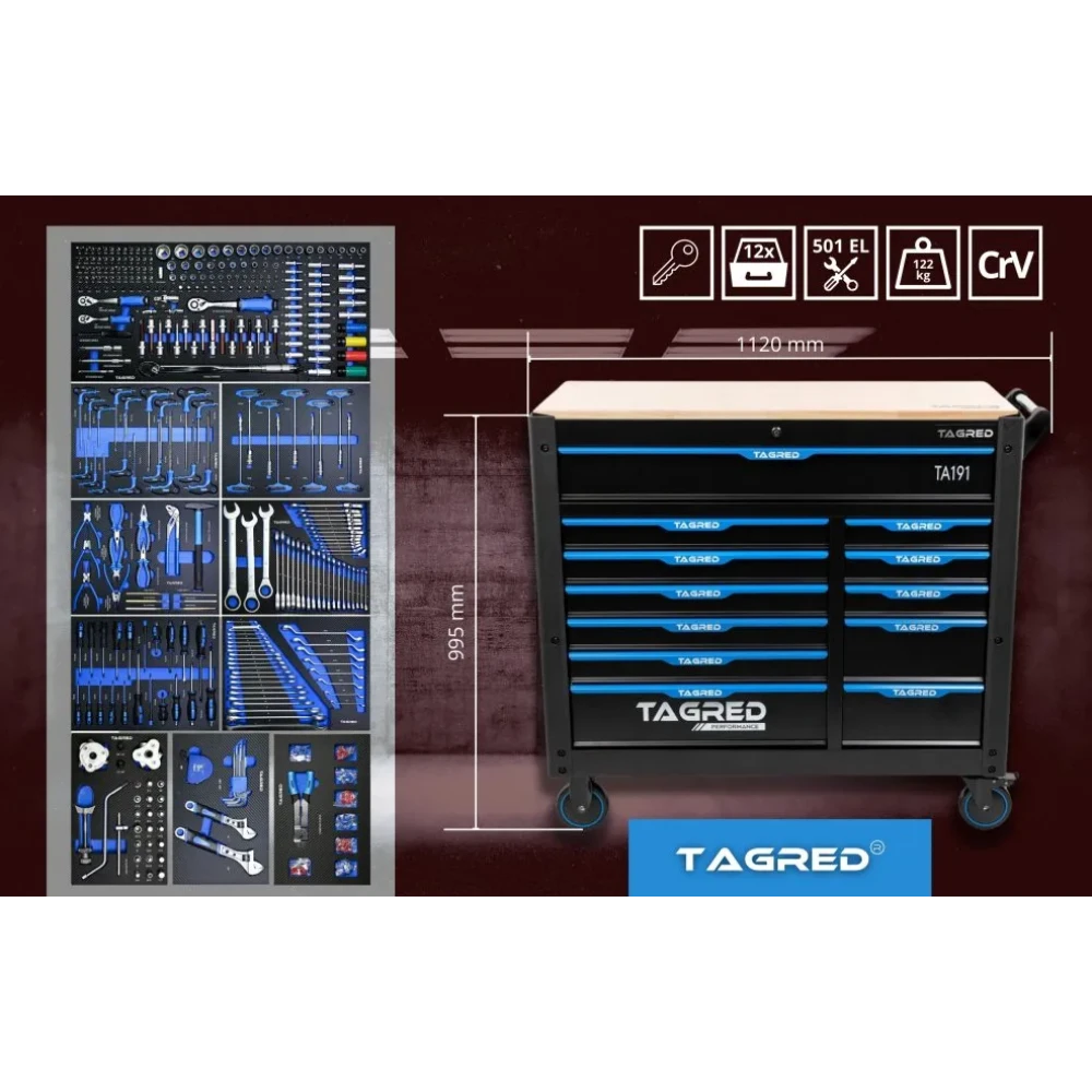 Оборудвана Количка / Шкаф с инструменти 501 части - TA191
