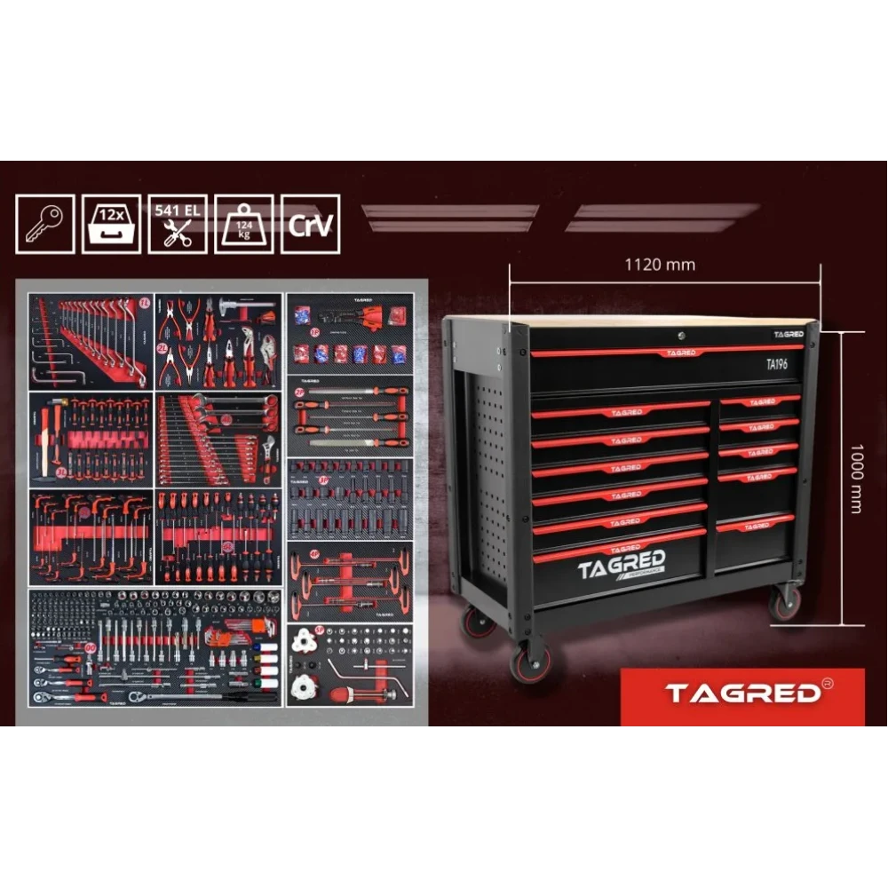 Оборудвана Количка / Шкаф с инструменти 541 части - TA196