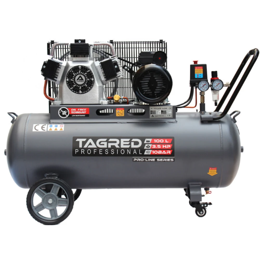 Безмаслен компресор за въздух 10 BAR 100 литра - TA3390