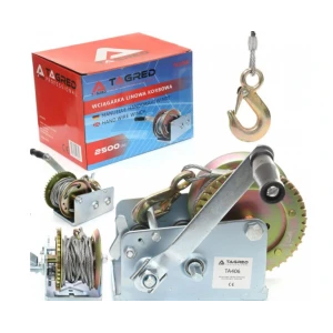 Лебедка с манивела, лебедка с кабел на манивела 1134 кг., 2500 LBS, 10 м въже - TA406