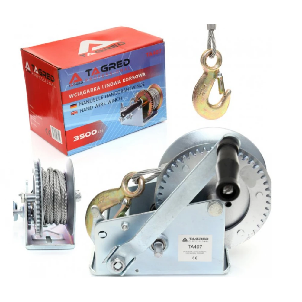 Двускоростна лебедка 1588 кг. / 10 метра въже TA407