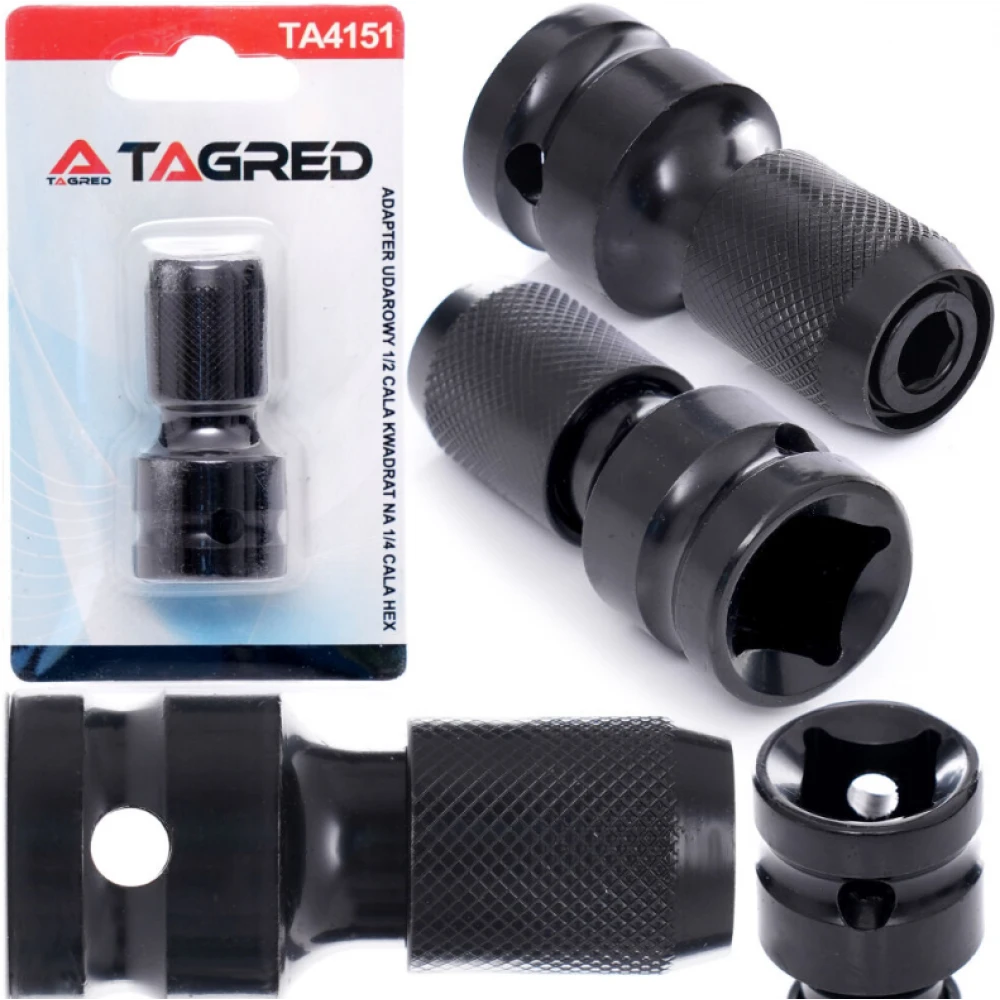 Адаптер за ударен гайковерт - преходник от 1/2" квадрат към 1/4" HEX - TA4151