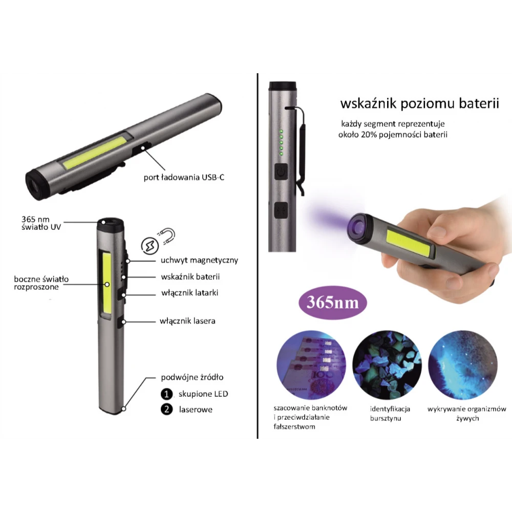 Алуминиев фене с лазер и UV светлина - V87553