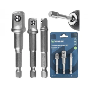 Комплект адаптери за винтоверт, 3 бр., HEX 1/4''-3/8''-1/2'' - W00001