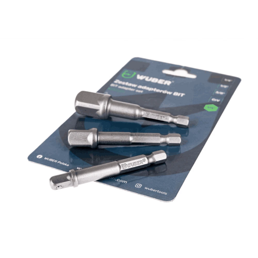 Комплект адаптери за винтоверт, 3 бр., HEX 1/4''-3/8''-1/2'' - W00001