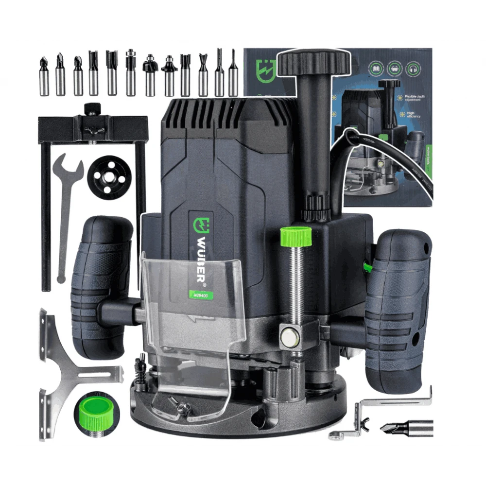 Фрезова машина за дърво с 12 бита, 1600 W, цанга 6/8/10/12 мм - W28400