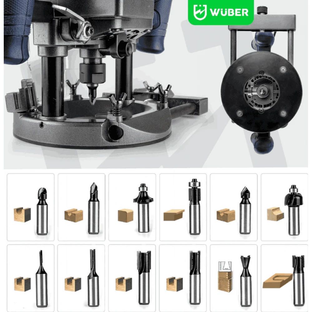 Фрезова машина за дърво с 12 бита, 1600 W, цанга 6/8/10/12 мм - W28400