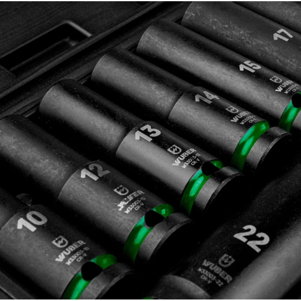 Комплект ударни вложки 11 броя, 1/2”, шестостенни, 10-24 мм - W33003