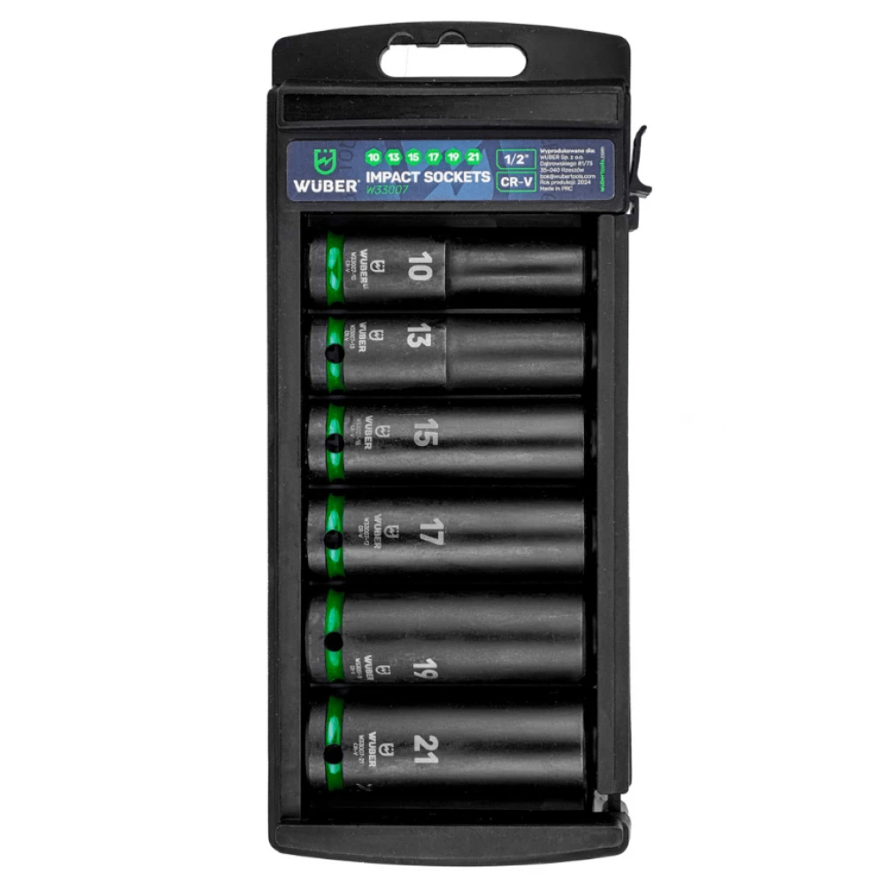 Комплект ударни вложки 6 броя, 1/2”, шестостенни - W33007