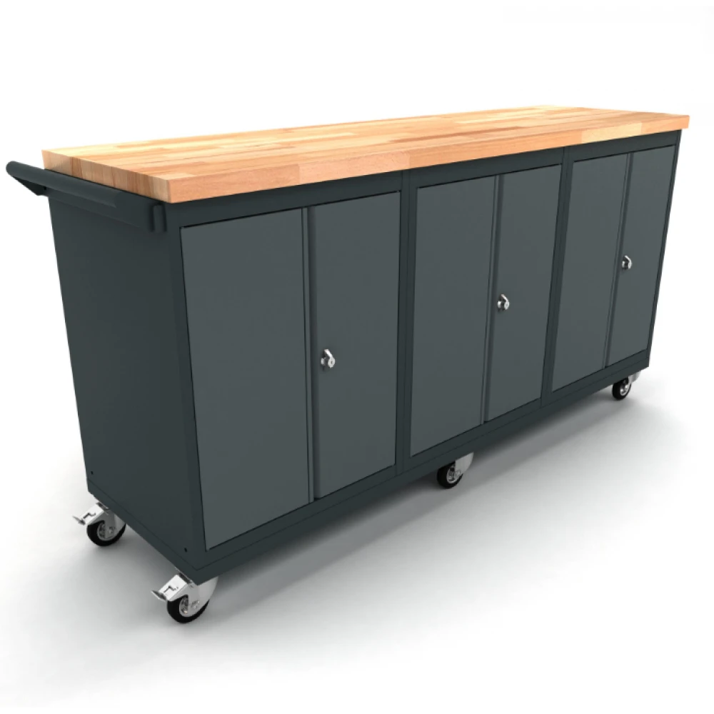 Мобилна работна маса за инструменти 186 см, 3 шкафа x 2 врати - WBG186M10